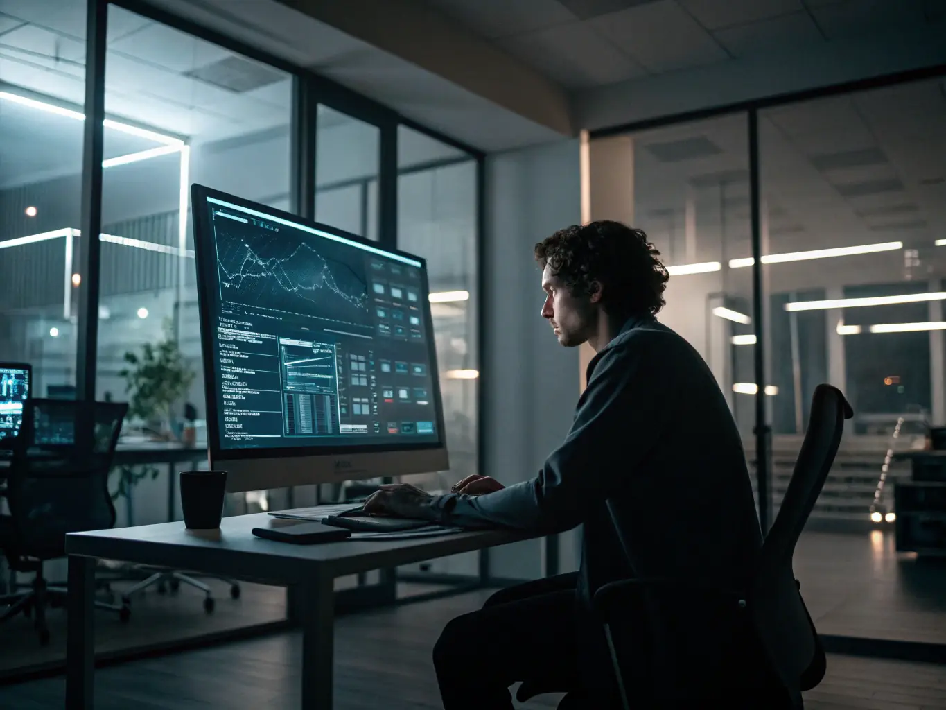 A visually striking image of a data scientist working on a complex AI model, surrounded by holographic data visualizations, symbolizing advanced AI capabilities.